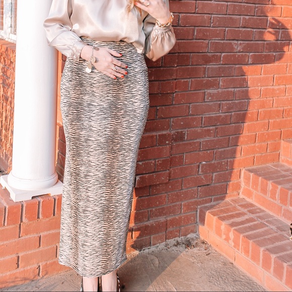 tiger print maxi skirt